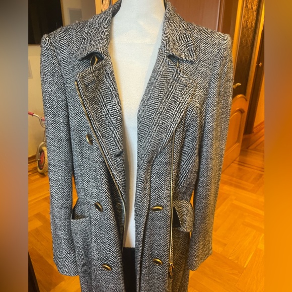 Escada trench maxi long double breasted wool tweed coat Sz 40 USA 12-14 - Picture 10 of 15